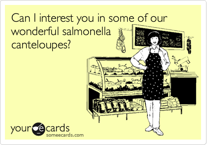 Can I interest you in some of our wonderful salmonella
canteloupes?