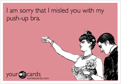 I am sorry that I misled you with my push-up bra.