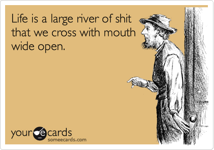 Life is a large river of shit
that we cross with mouth
wide open.