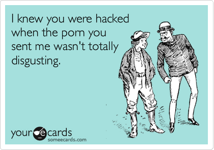 I knew you were hacked 
when the porn you
sent me wasn't totally
disgusting.