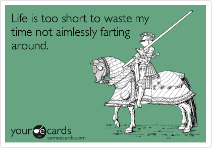 Life is too short to waste my
time not aimlessly farting
around.