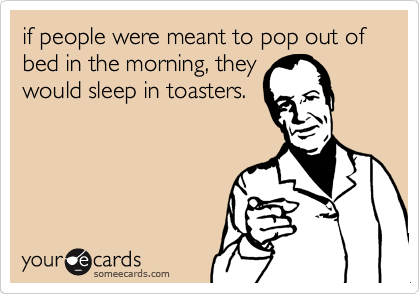 if people were meant to pop out of bed in the morning, they
would sleep in toasters. 