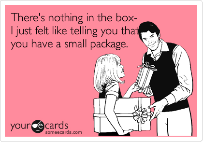 There's nothing in the box-
I just felt like telling you that
you have a small package. 
