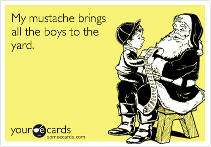 My mustache brings
all the boys to the
yard.  