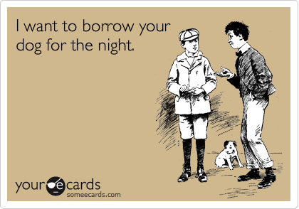 I want to borrow your
dog for the night.