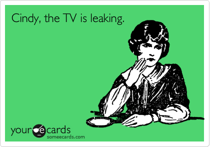 Cindy, the TV is leaking.