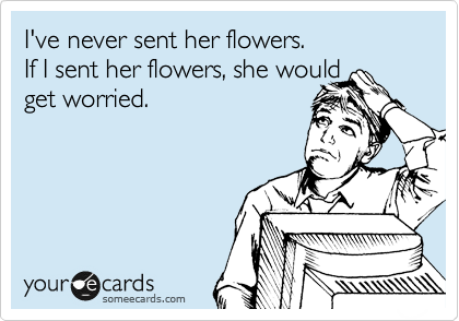I've never sent her flowers. 
If I sent her flowers, she would 
get worried.