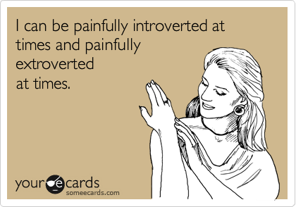 I can be painfully introverted at times and painfully 
extroverted
at times.