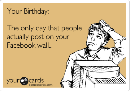 Your Birthday:

The only day that people
actually post on your
Facebook wall...