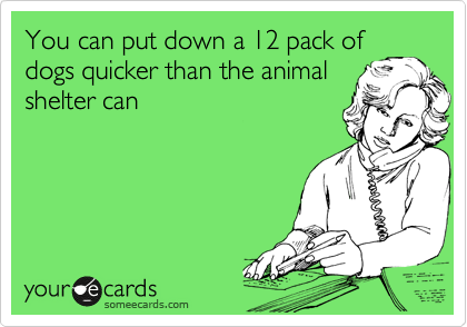 You can put down a 12 pack of
dogs quicker than the animal
shelter can