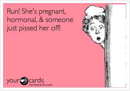 Run! She's pregnant,
hormonal, & someone
just pissed her off!