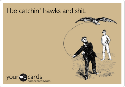 I be catchin' hawks and shit.