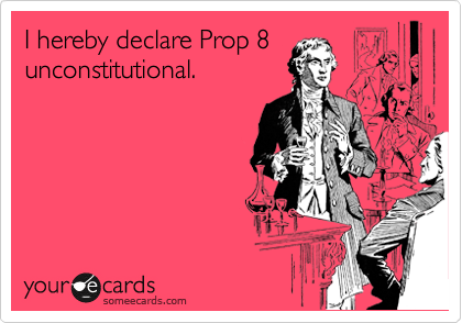 I hereby declare Prop 8
unconstitutional.