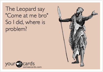 The Leopard say
"Come at me bro"
So I did, where is
problem?