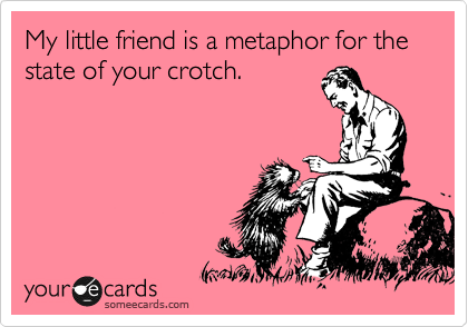 My little friend is a metaphor for the state of your crotch.