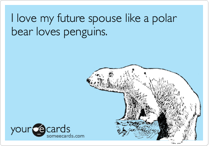 I love my future spouse like a polar bear loves penguins.