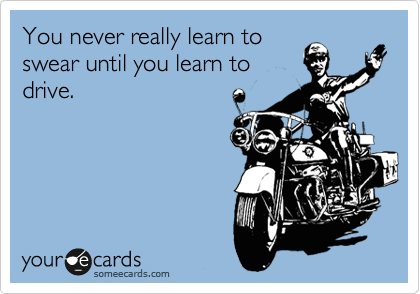 You never really learn to
swear until you learn to
drive. 