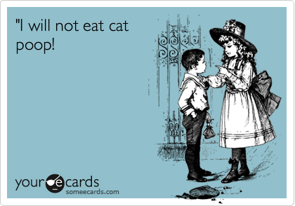 "I will not eat cat
poop!