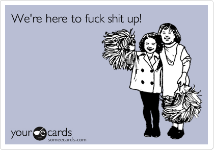 We're here to fuck shit up!