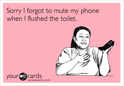 Sorry I forgot to mute my phone when I flushed the toilet.