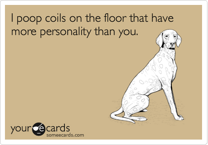 I poop coils on the floor that have more personality than you.
