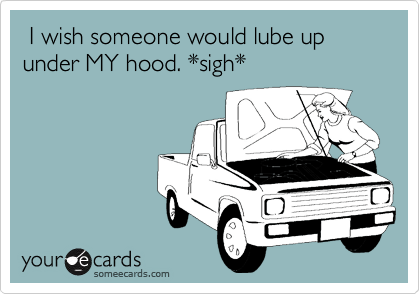  I wish someone would lube up under MY hood. *sigh*