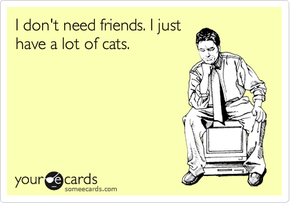 I don't need friends. I just
have a lot of cats.