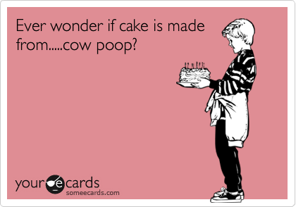 Ever wonder if cake is made
from.....cow poop?