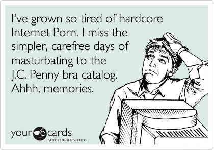 I've grown so tired of hardcore Internet Porn. I miss the 
simpler, carefree days of masturbating to the
J.C. Penny bra catalog.
Ahhh, memories.