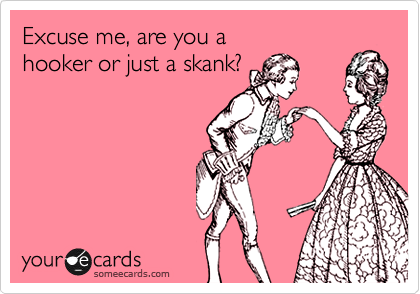 Excuse me, are you a 
hooker or just a skank?