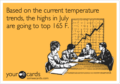 Based on the current temperature trends, the highs in July
are going to top 165 F.