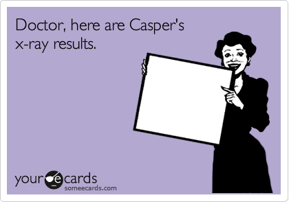 Doctor, here are Casper's
x-ray results.