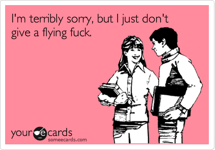 I'm terribly sorry, but I just don't give a flying fuck. 