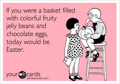If you were a basket filled
with colorful fruity
jelly beans and 
chocolate eggs,
today would be
Easter.