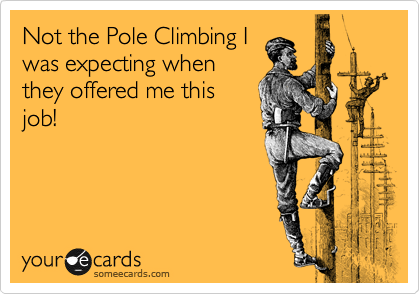 Not the Pole Climbing I
was expecting when
they offered me this
job!