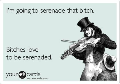 I'm going to serenade that bitch.




Bitches love 
to be serenaded. 