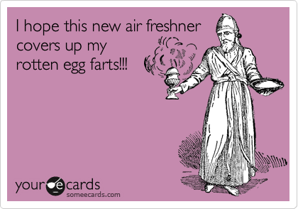 I hope this new air freshner
covers up my
rotten egg farts!!!