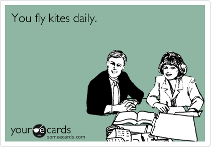 You fly kites daily.