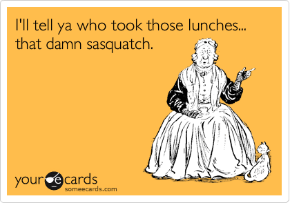 I'll tell ya who took those lunches... that damn sasquatch.