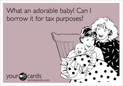 What an adorable baby! Can I borrow it for tax purposes?