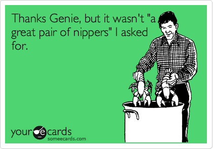 Thanks Genie, but it wasn't "a
great pair of nippers" I asked
for.  
