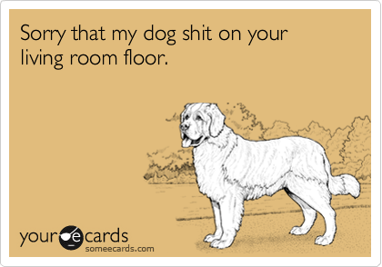 Sorry that my dog shit on your living room floor. 