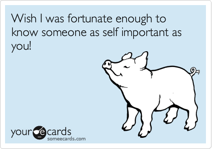 Wish I was fortunate enough to know someone as self important as you!  