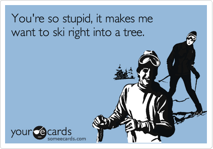 You're so stupid, it makes me
want to ski right into a tree.