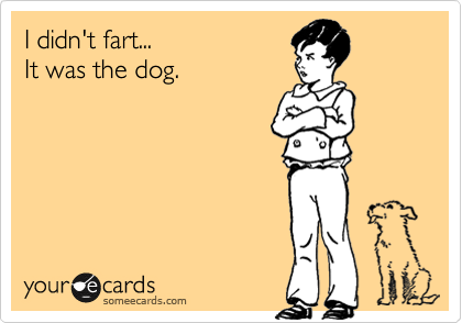 I didn't fart...
It was the dog.