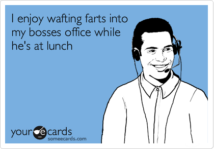 I enjoy wafting farts into
my bosses office while
he's at lunch