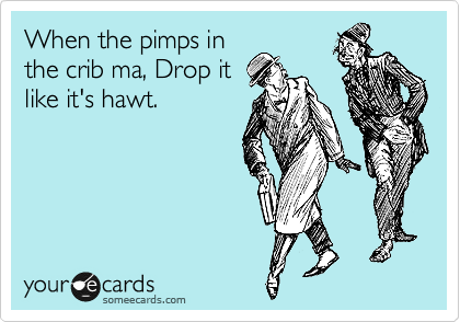 When the pimps in
the crib ma, Drop it
like it's hawt.