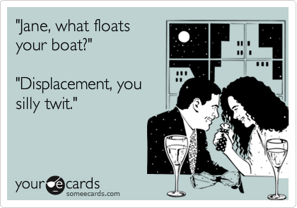 "Jane, what floats
your boat?"

"Displacement, you
silly twit."