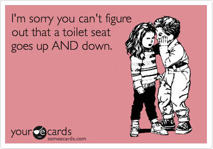 I'm sorry you can't figure
out that a toilet seat
goes up AND down. 