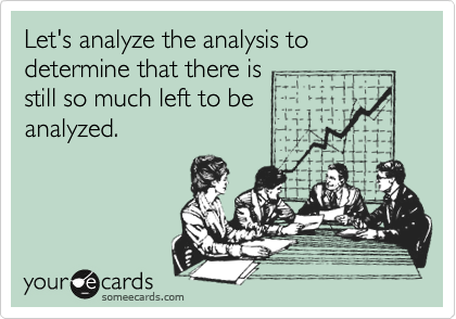 Let's analyze the analysis to determine that there is
still so much left to be 
analyzed. 
